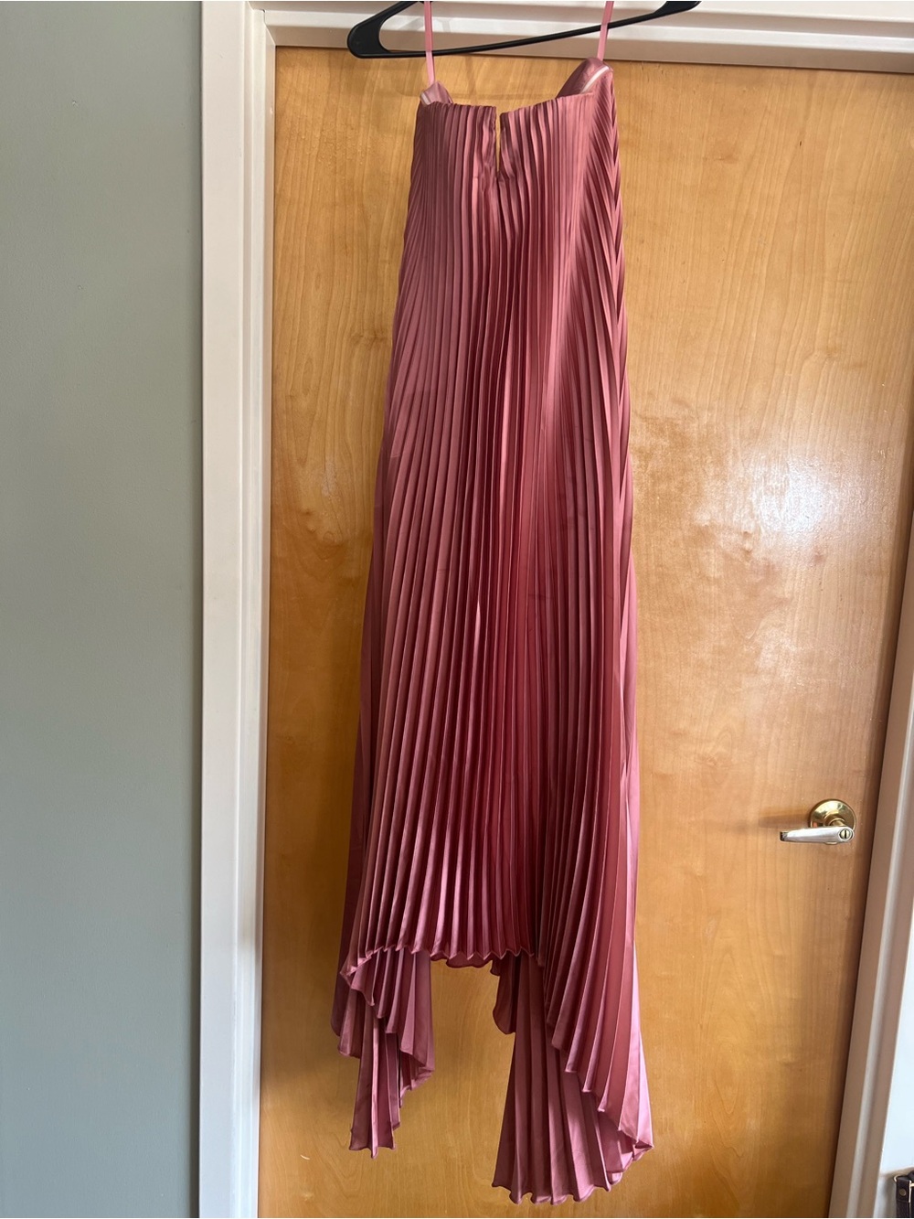 Dress Forum Pleated Asymmetrical Dress in Dusty Rose